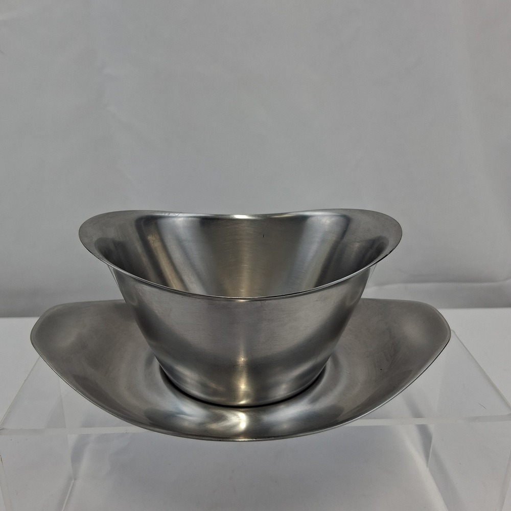 WMF Cromargan Stainless Steel Gravy Boat With Saucer 0.30L Germany MCM Sleek